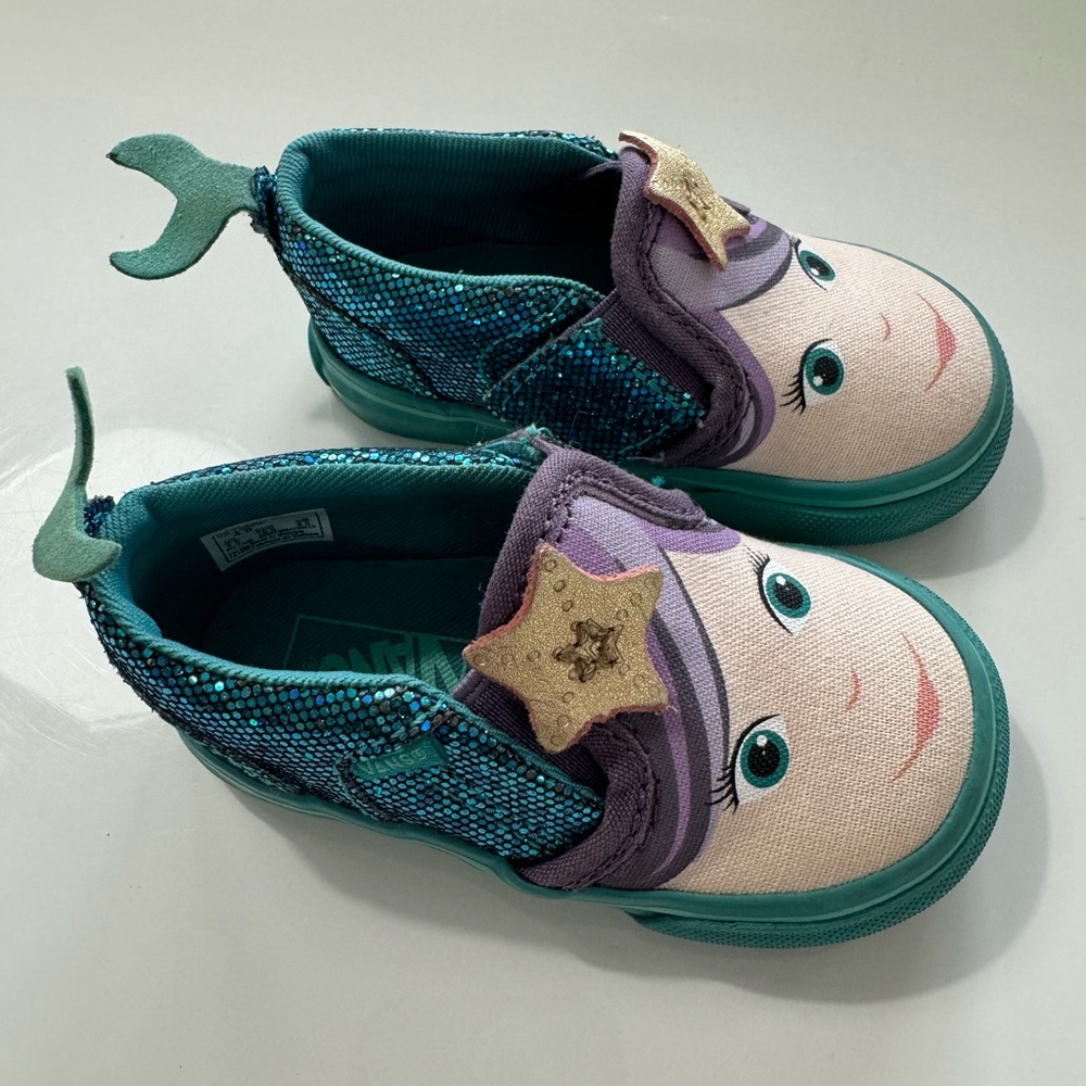 Vans Mermaid Sequin Slip On Sneakers Blue Purple size 4 toddler